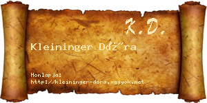 Kleininger Dóra névjegykártya